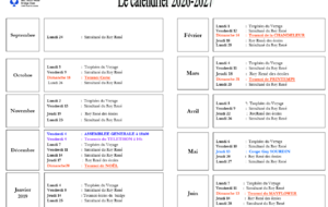 Calendrier des tournois 2026-2027