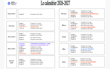 Calendrier des tournois 2026-2027